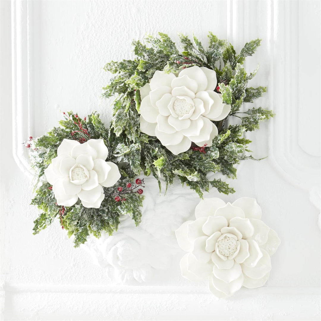 Glossy White Wall Hanging Flowers S/3 - Perch