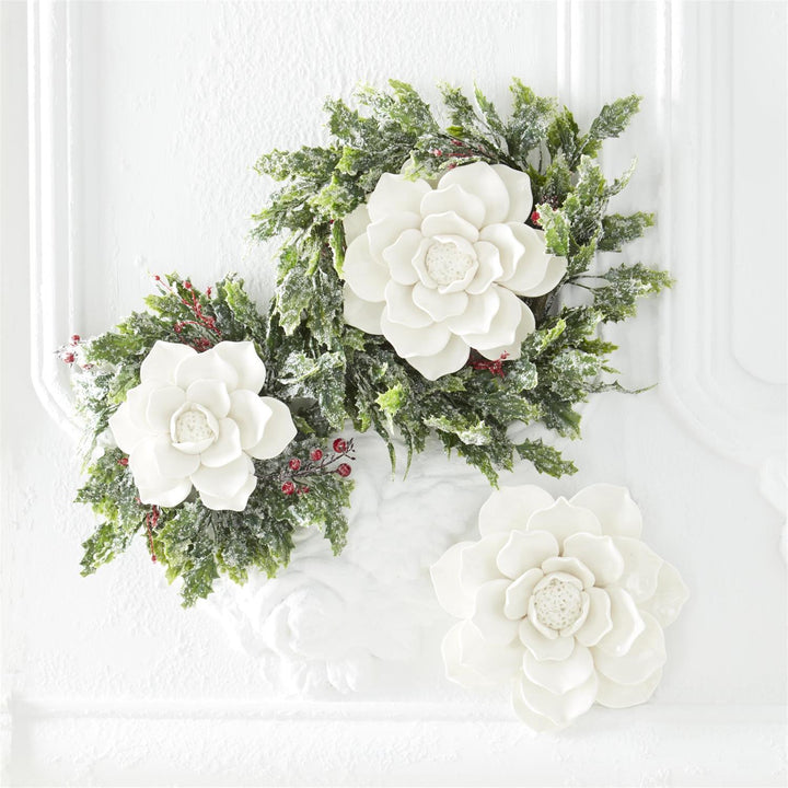 Glossy White Wall Hanging Flowers S/3 - Perch