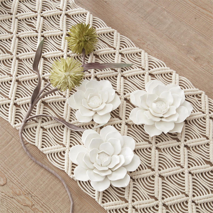 Glossy White Wall Hanging Flowers S/3 - Perch