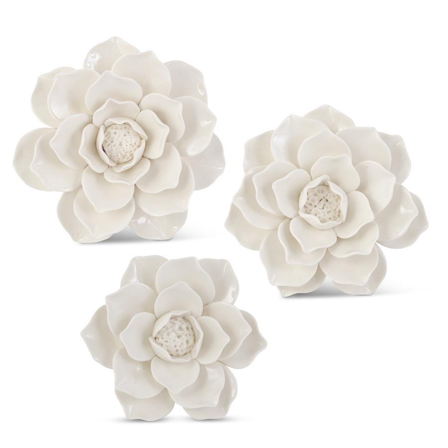 Glossy White Wall Hanging Flowers S/3 - Perch