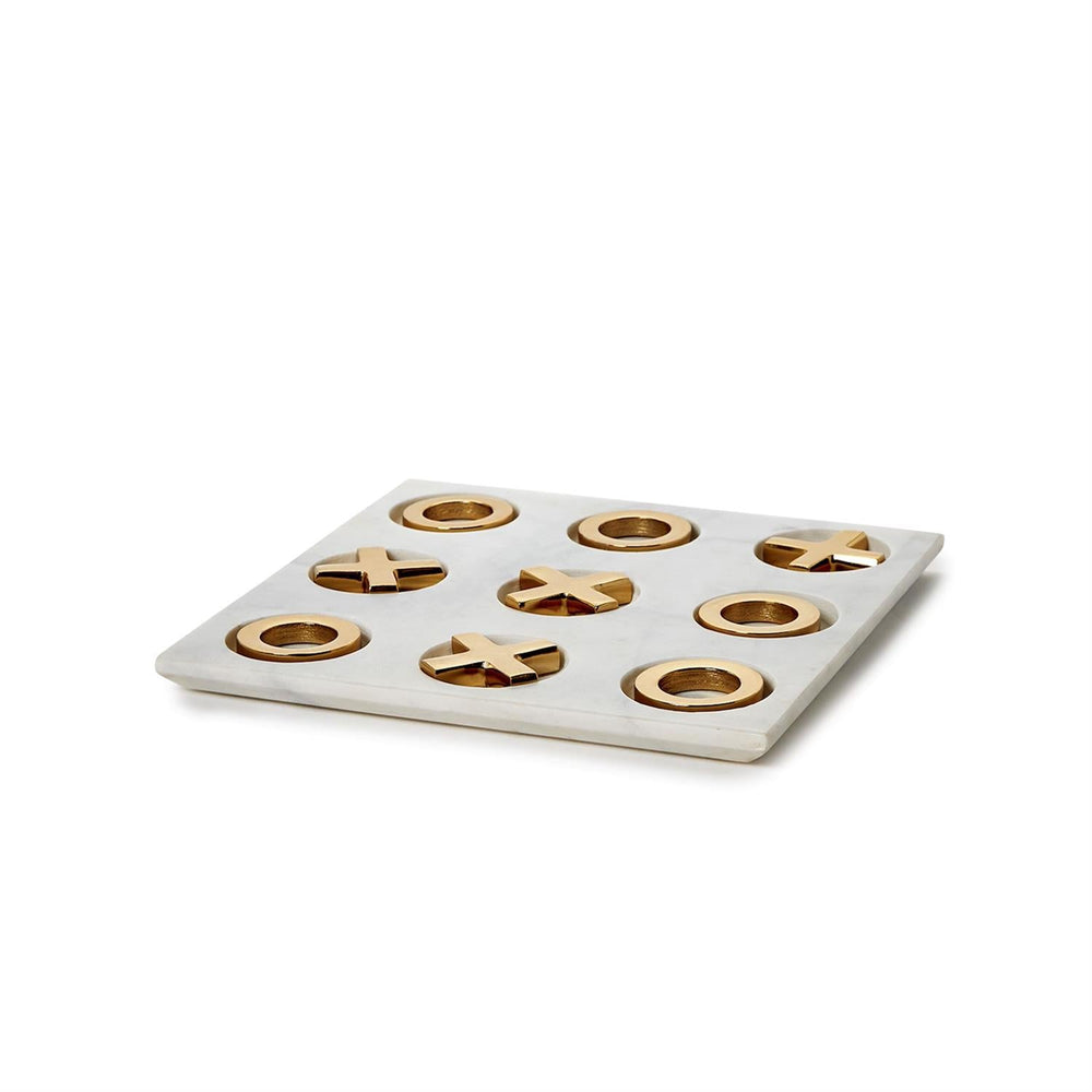 Gold and White Marble Tic - Tac - Toe - Perch