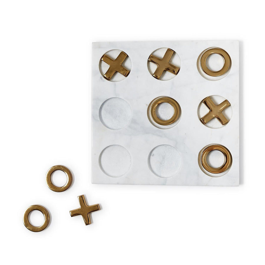 Gold and White Marble Tic - Tac - Toe - Perch
