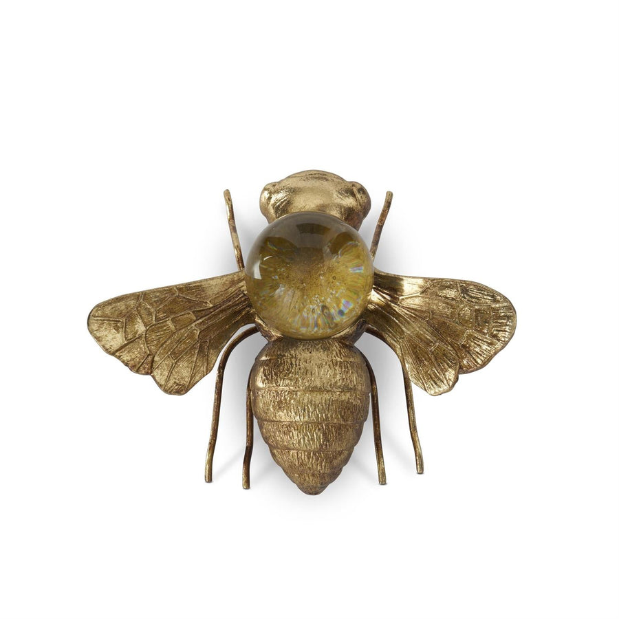 Gold Metal Bee with Glass Globe - Perch