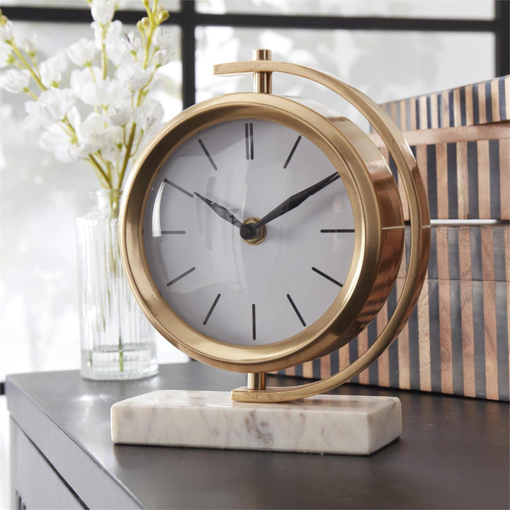 Gold Metal Table Clock - Perch