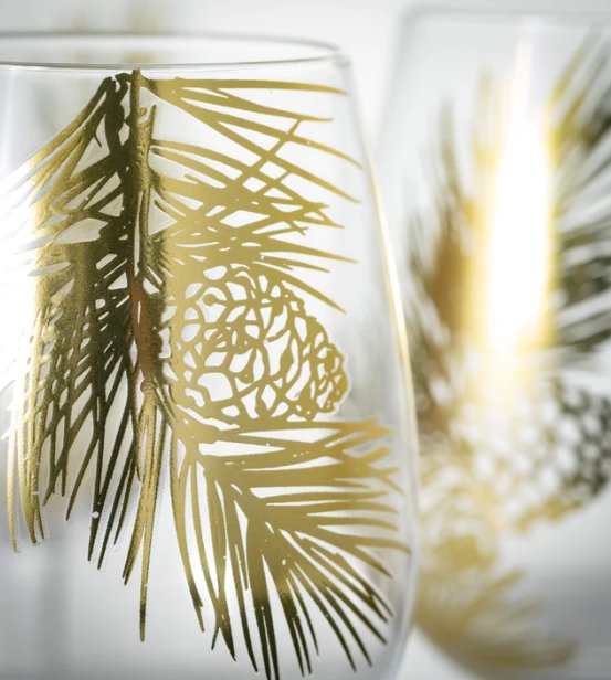 Gold Pine Wine Glasses - #Perch#