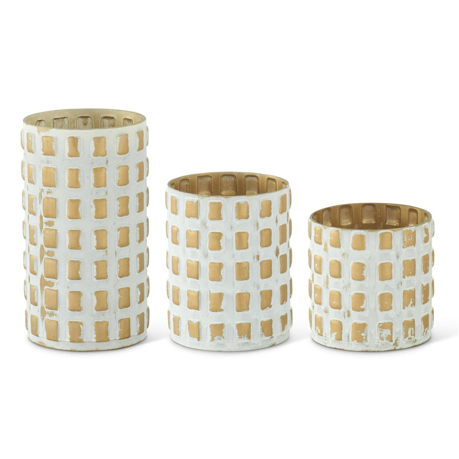 Gold & Whitewashed Cube Embossed Containers - #Perch#