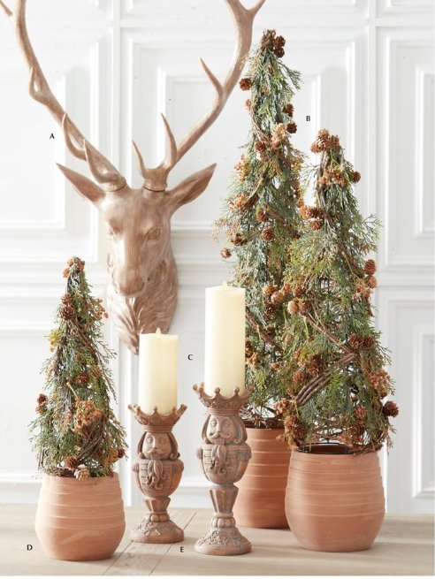 Gray Washed Brown Resin Nutcracker Candleholders - #Perch#