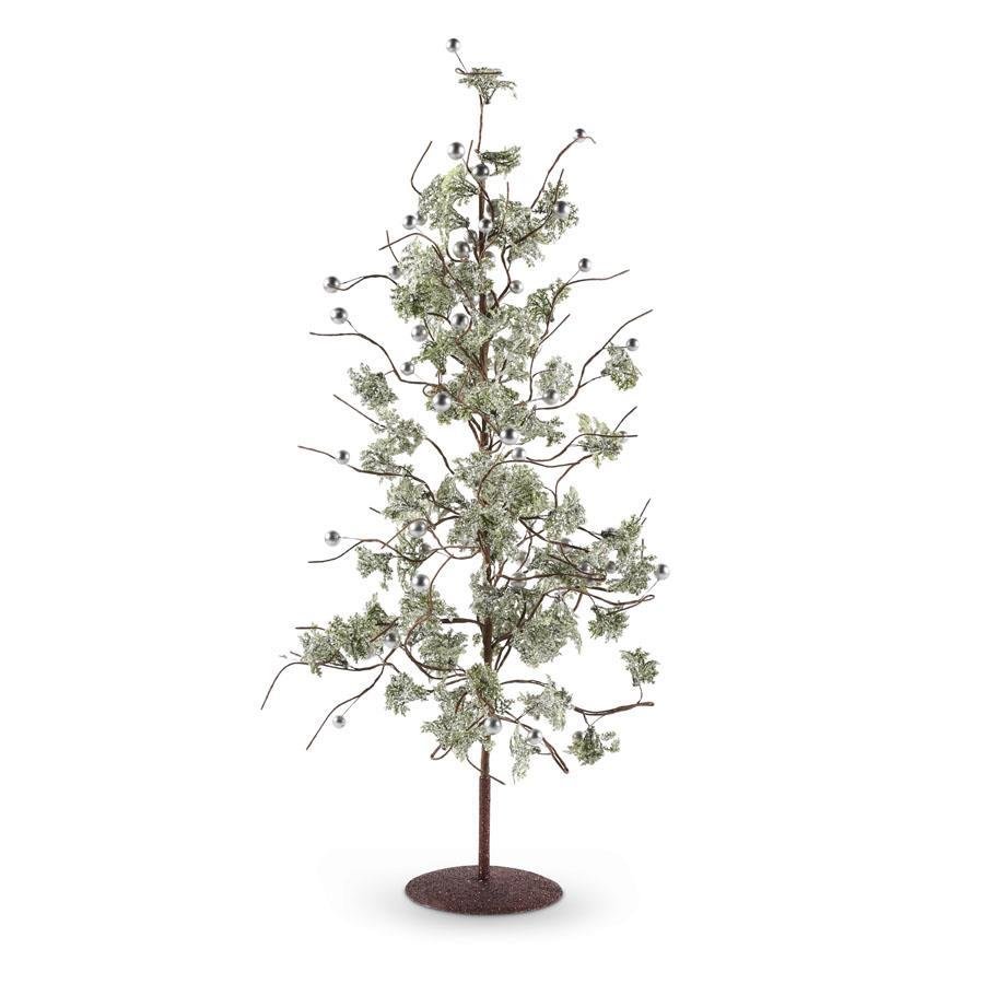 Green Glittered Tree with Silver Beads - #Perch#