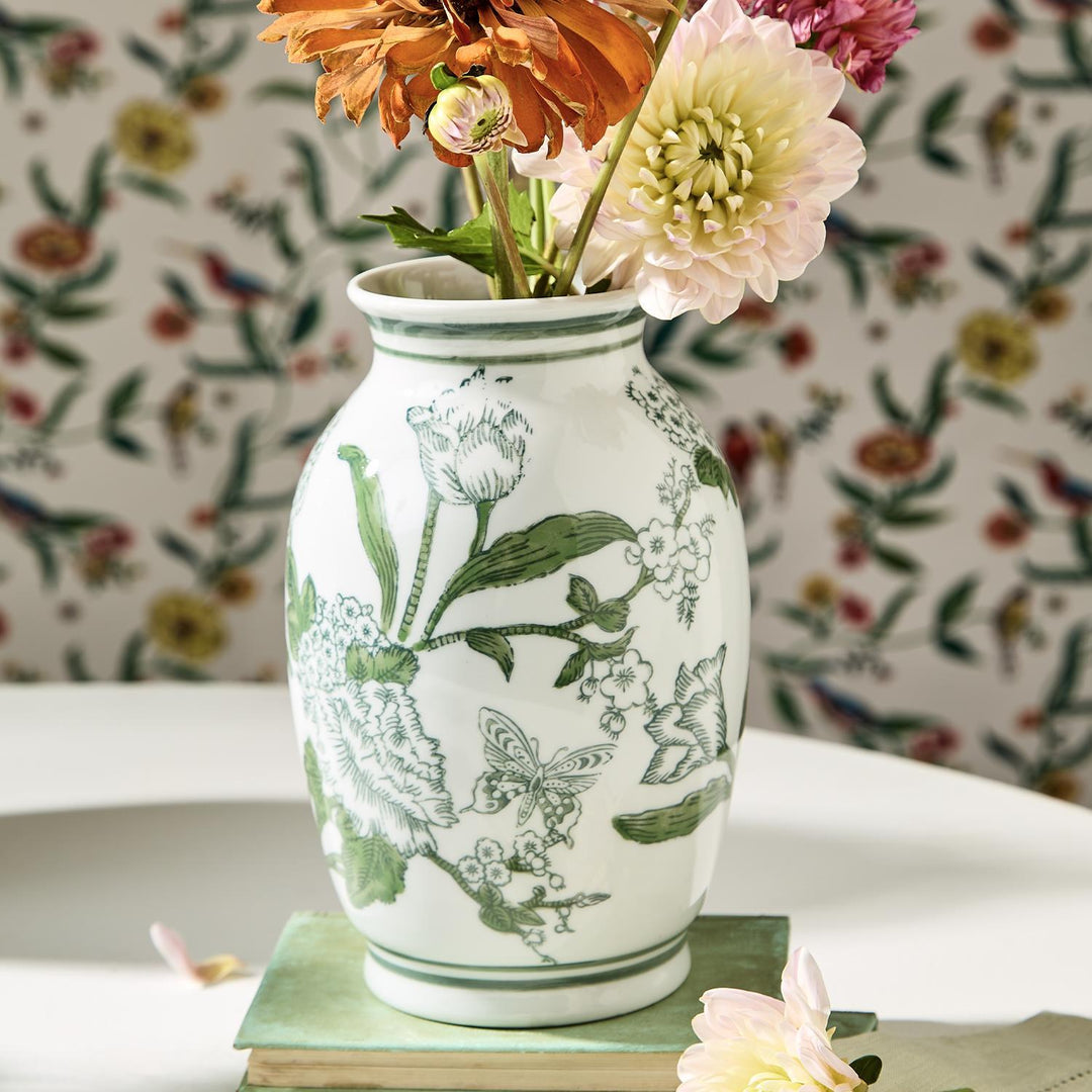 Green & White Chinoiserie Vases - Perch