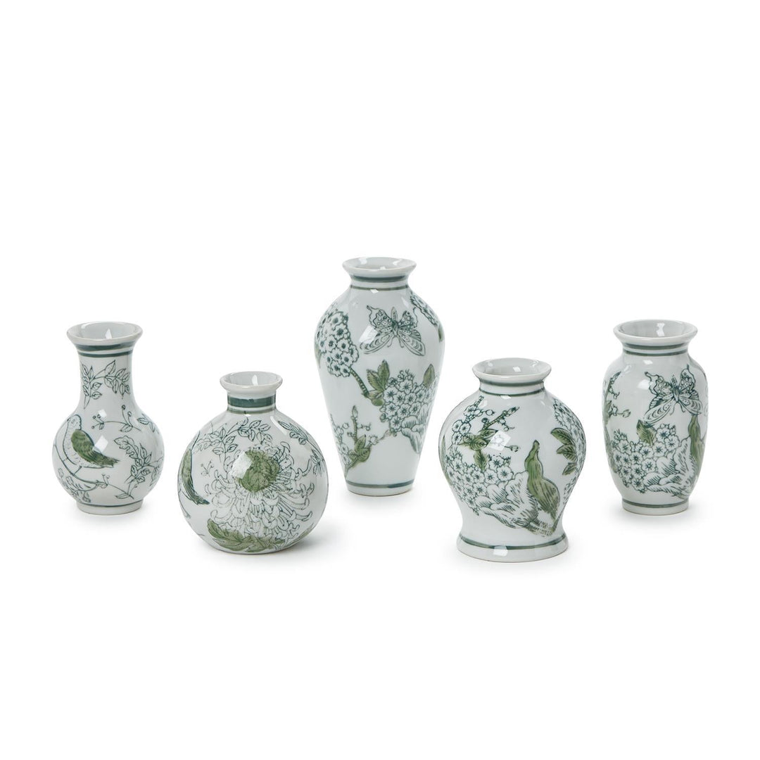 Green & White Chinoiserie Vases - Perch