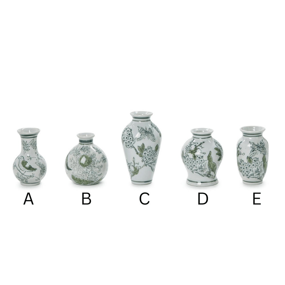 Green & White Chinoiserie Vases - Perch