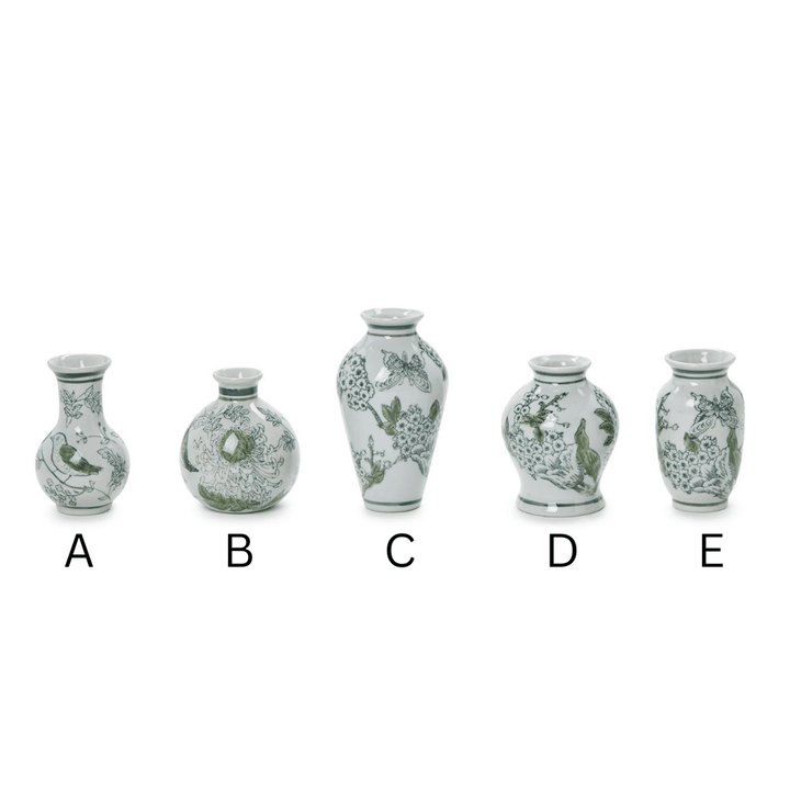 Green & White Chinoiserie Vases - Perch