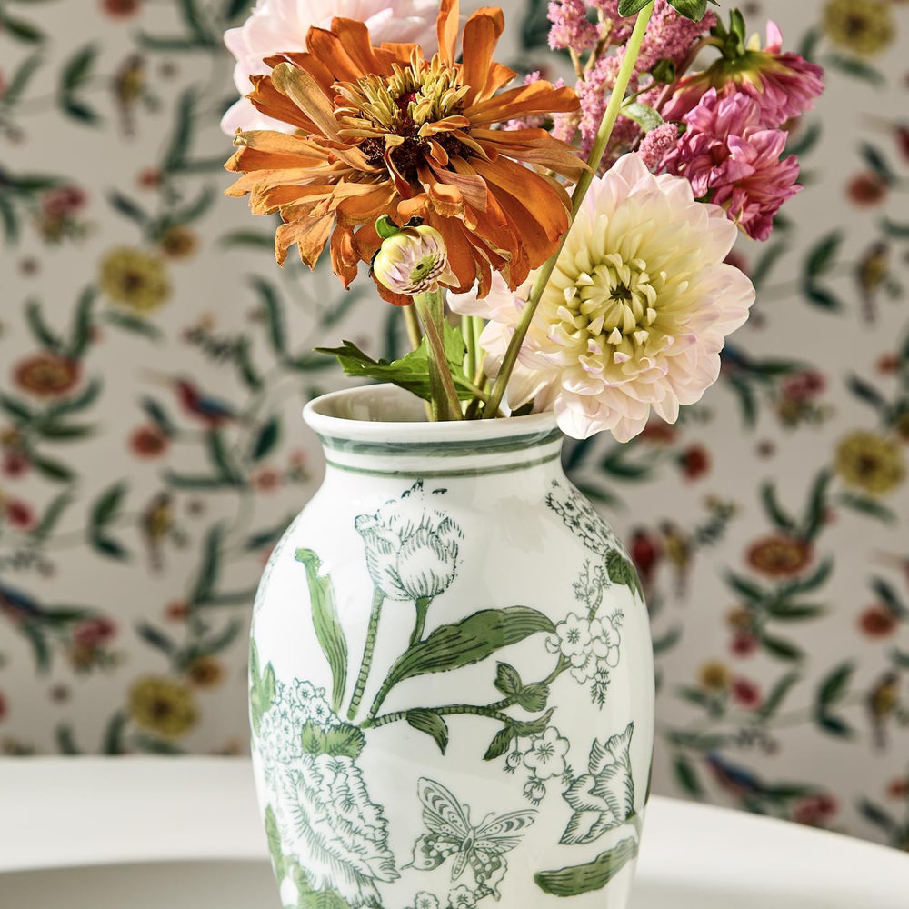 Green & White Chinoiserie Vases - Set of 2 - Perch