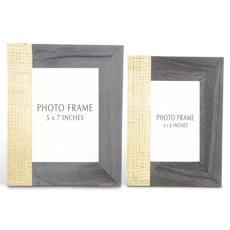 Grey Marbled Resin & Textured Brass Photo Frame Set - #Perch#