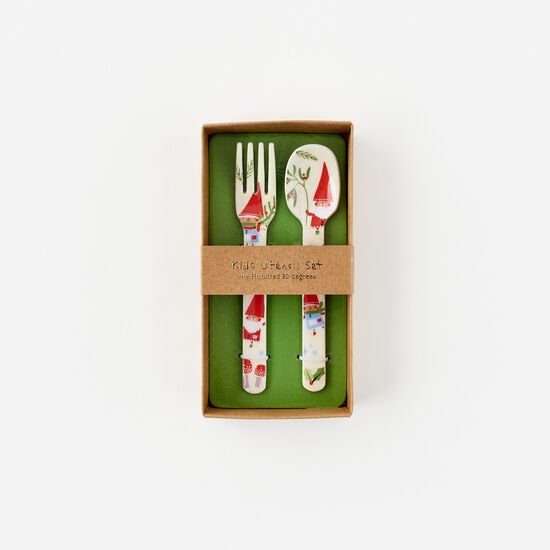 Holiday Gnome Kid's Fork & Spoon Set - #Perch#