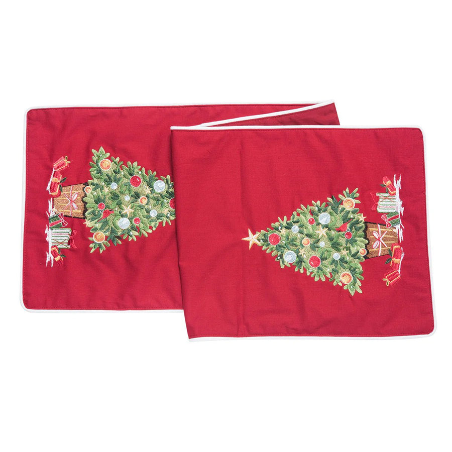 Holiday Tree Embroidered Runner - Perch