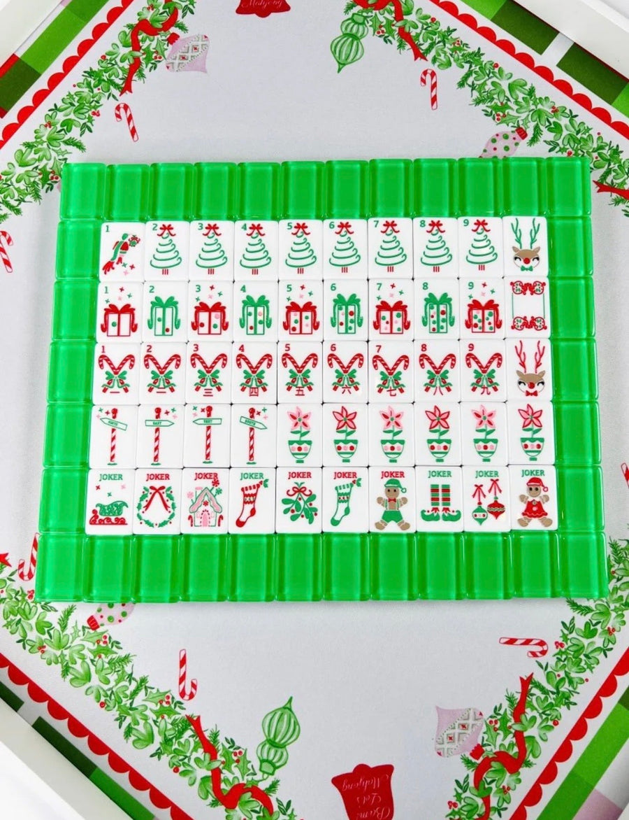 Holly Jolly Christmas Mahjong Tile Set - Green - Perch