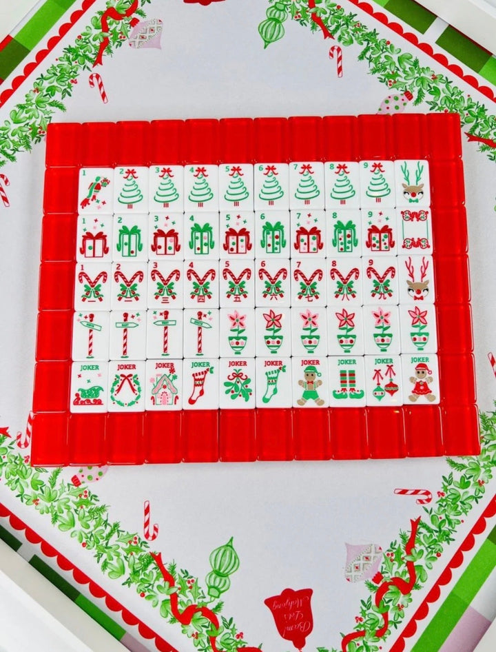 Holly Jolly Christmas Mahjong Tile Set - Red - Perch