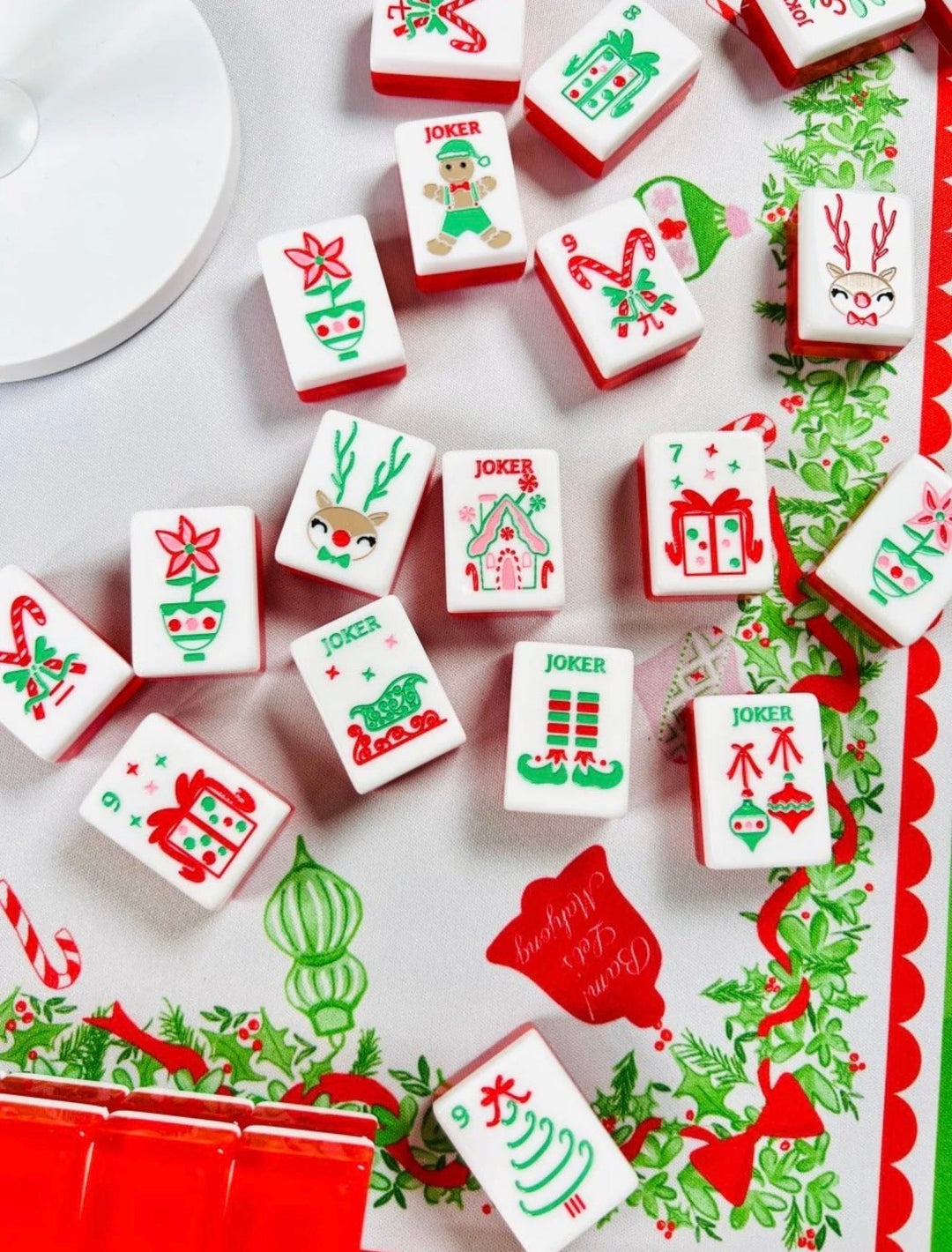 Holly Jolly Christmas Mahjong Tile Set - Red - Perch