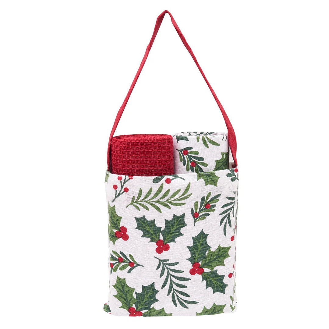 Holly Spring Berry Kitchen Towel & Bag Set - Perch