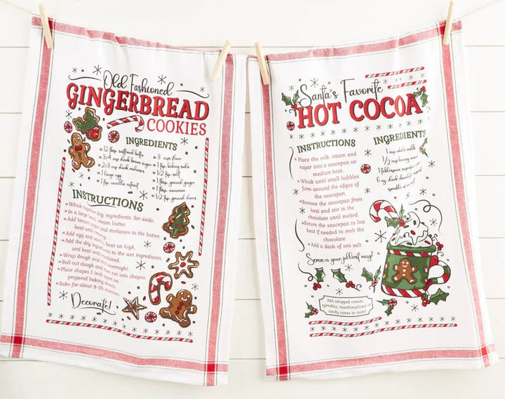 Hot Cocoa & Warm Gingerbread Cookies Printed Dishtowels - #Perch#