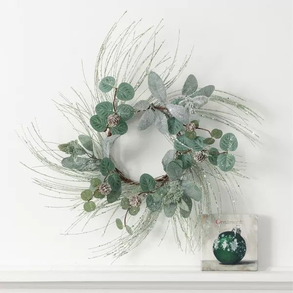 Iced Pine, Lamb Ear and Eucalyptus Wreath - #Perch#