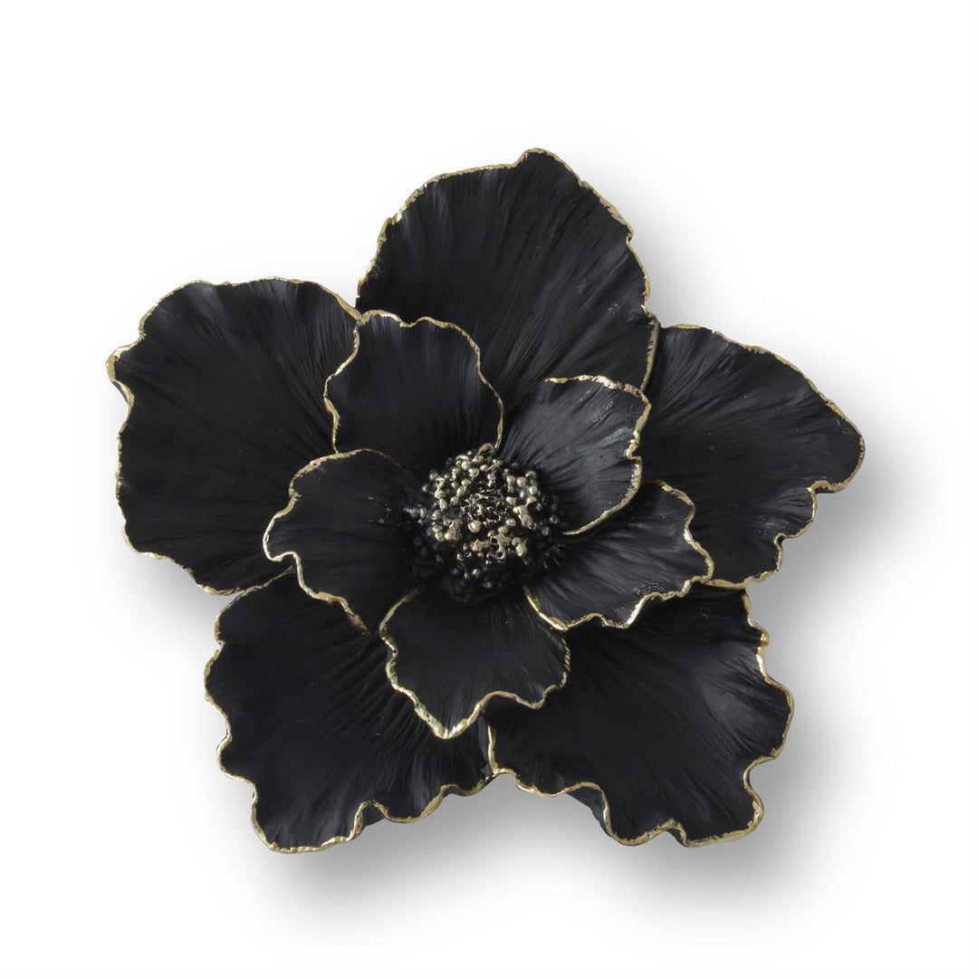 Large Black Resin Gold Gilded Wall Flower - Perch