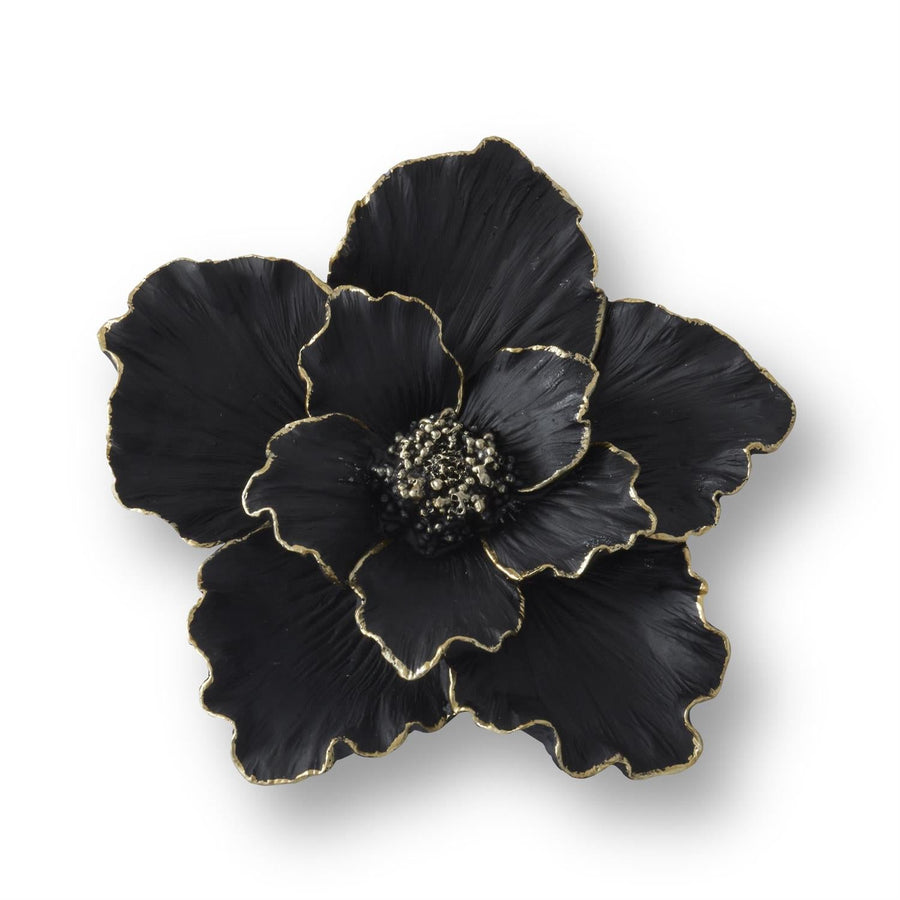 Large Black Resin Gold Gilded Wall Flower - Perch