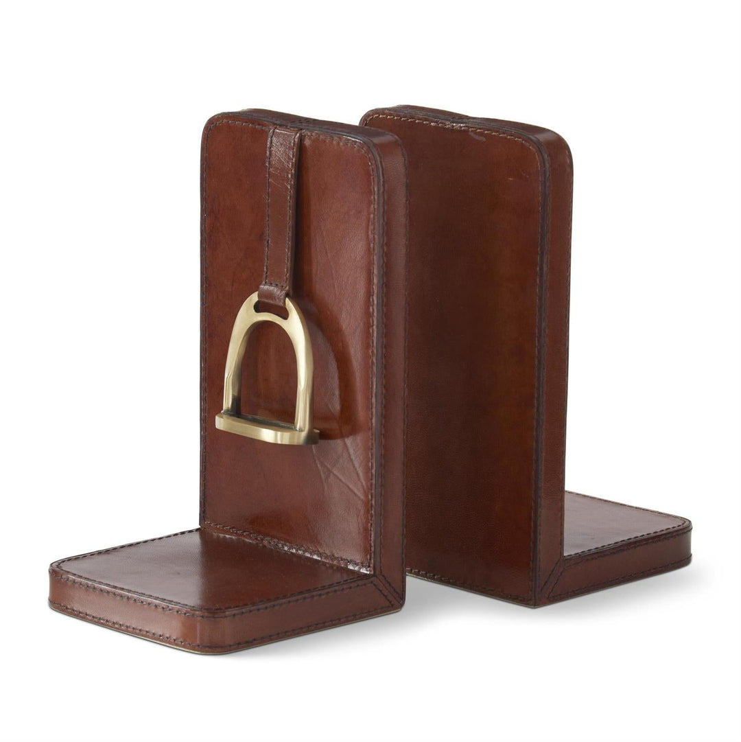 Leather Stirrup Bookends - Perch
