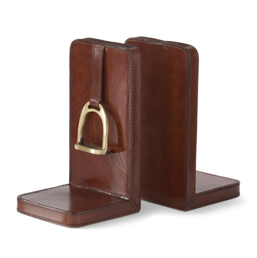Leather Stirrup Bookends - Perch