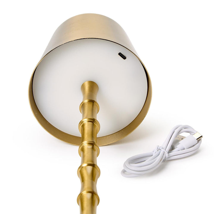 LED Portable Cordless Gold Bamboo Table Lamp - Perch
