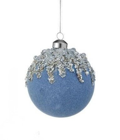 Light Blue Iced Sequin Ball Ornament - #Perch#