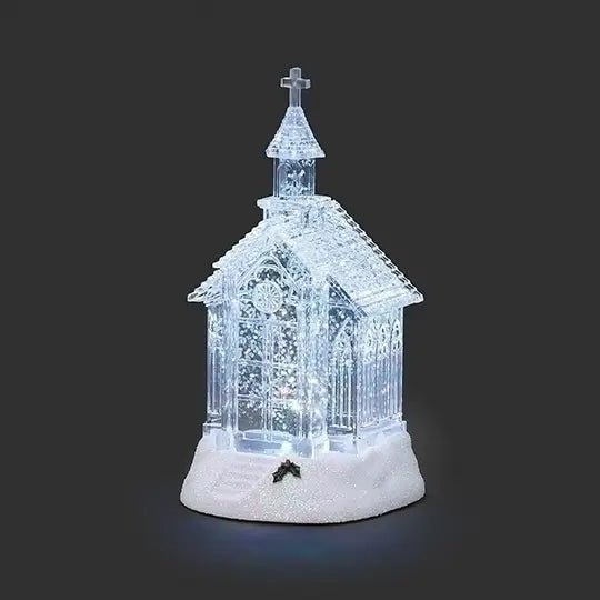 Lighted Clear Church, Shimmering Merry Lites - Perch