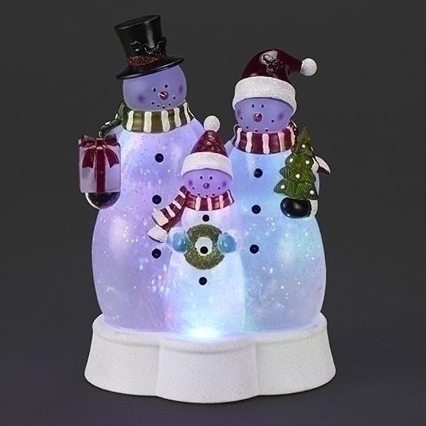 Lighted Swirl Three Snowman Family - #Perch#
