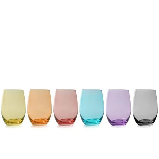 Multi Color Stemless Wine Glass Set - #Perch#