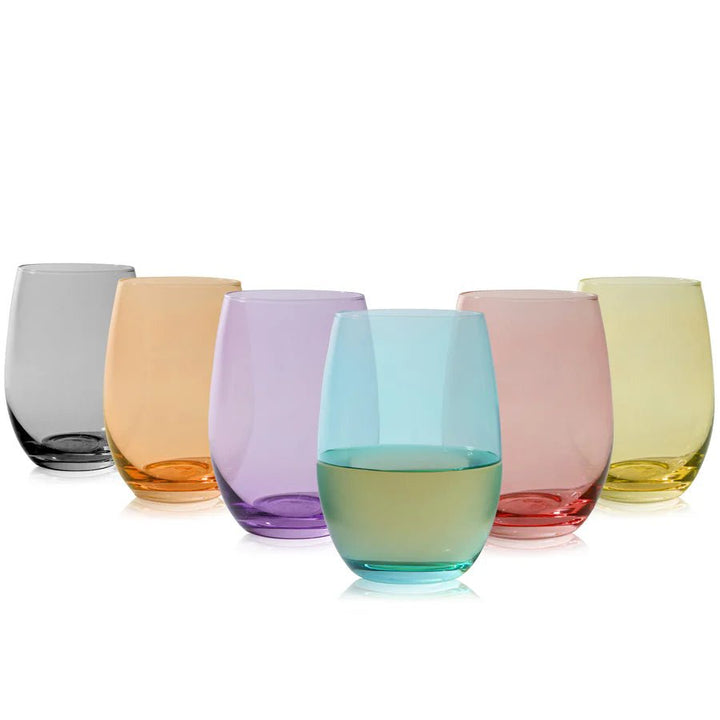 Multi Color Stemless Wine Glass Set - Perch