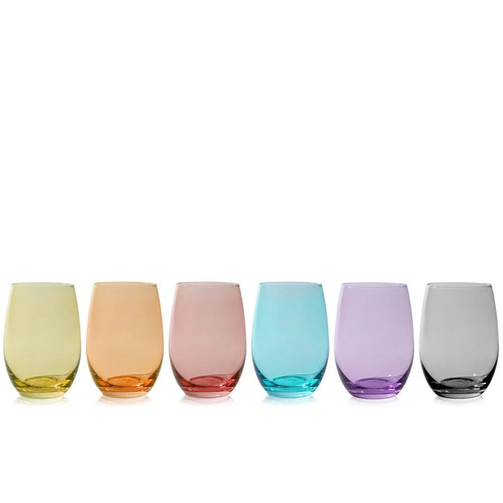 Multi Color Stemless Wine Glass Set - Perch