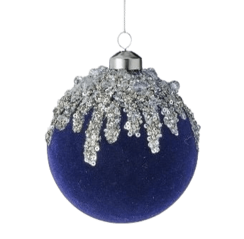 Navy Blue Iced Sequin Ball Ornament - #Perch#