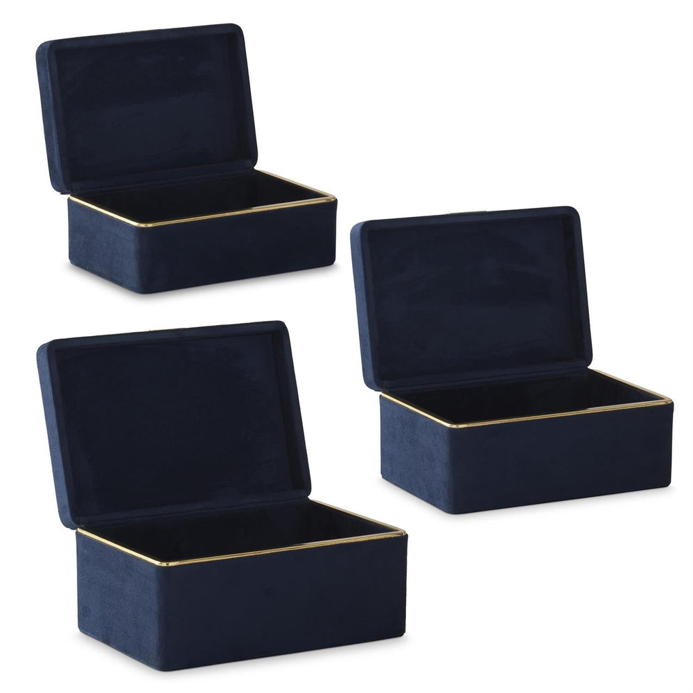 Navy Blue Suede Hinged Boxes - Perch
