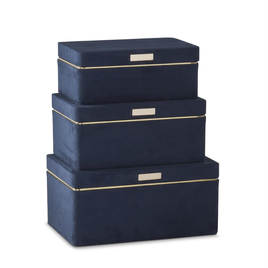 Navy Blue Suede Hinged Boxes - Perch