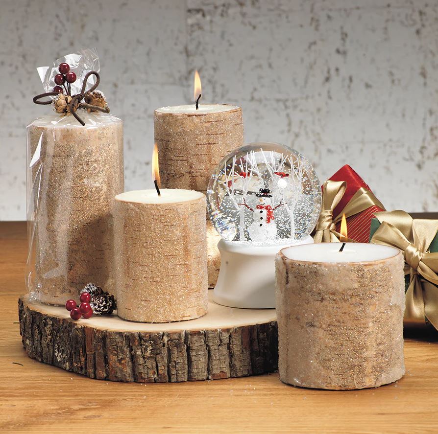 North Star Frosted Bead Birchwood Candle - Large - #Perch#