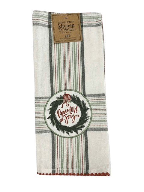 Peace Love Joy Embellished Dishtowel - Perch