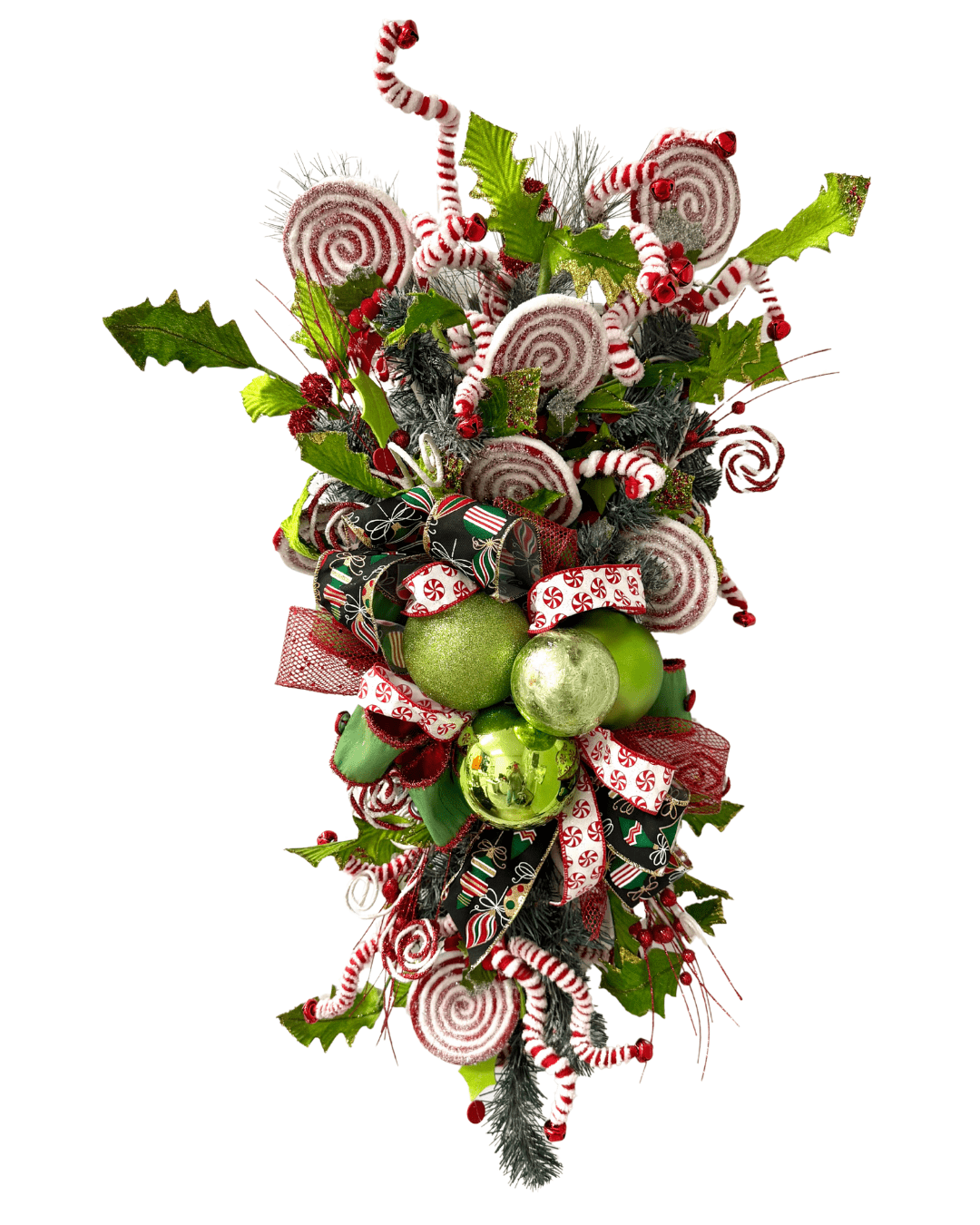 Peppermint Jingle Teardrop Swag - Perch