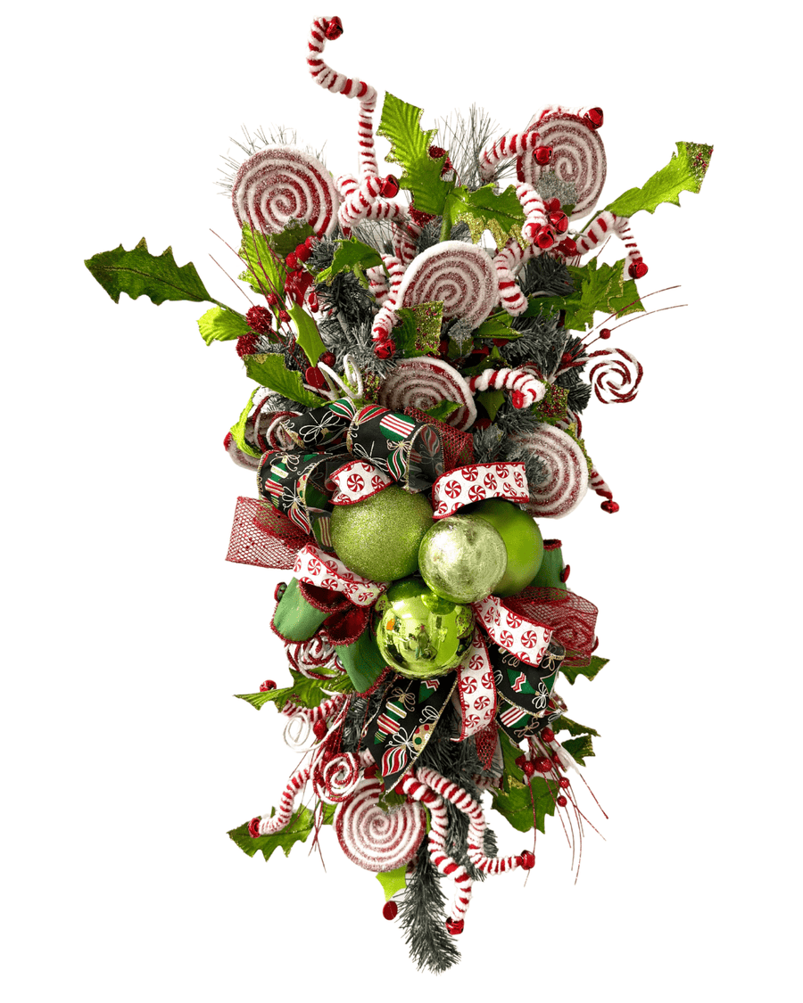 Peppermint Jingle Teardrop Swag - Perch