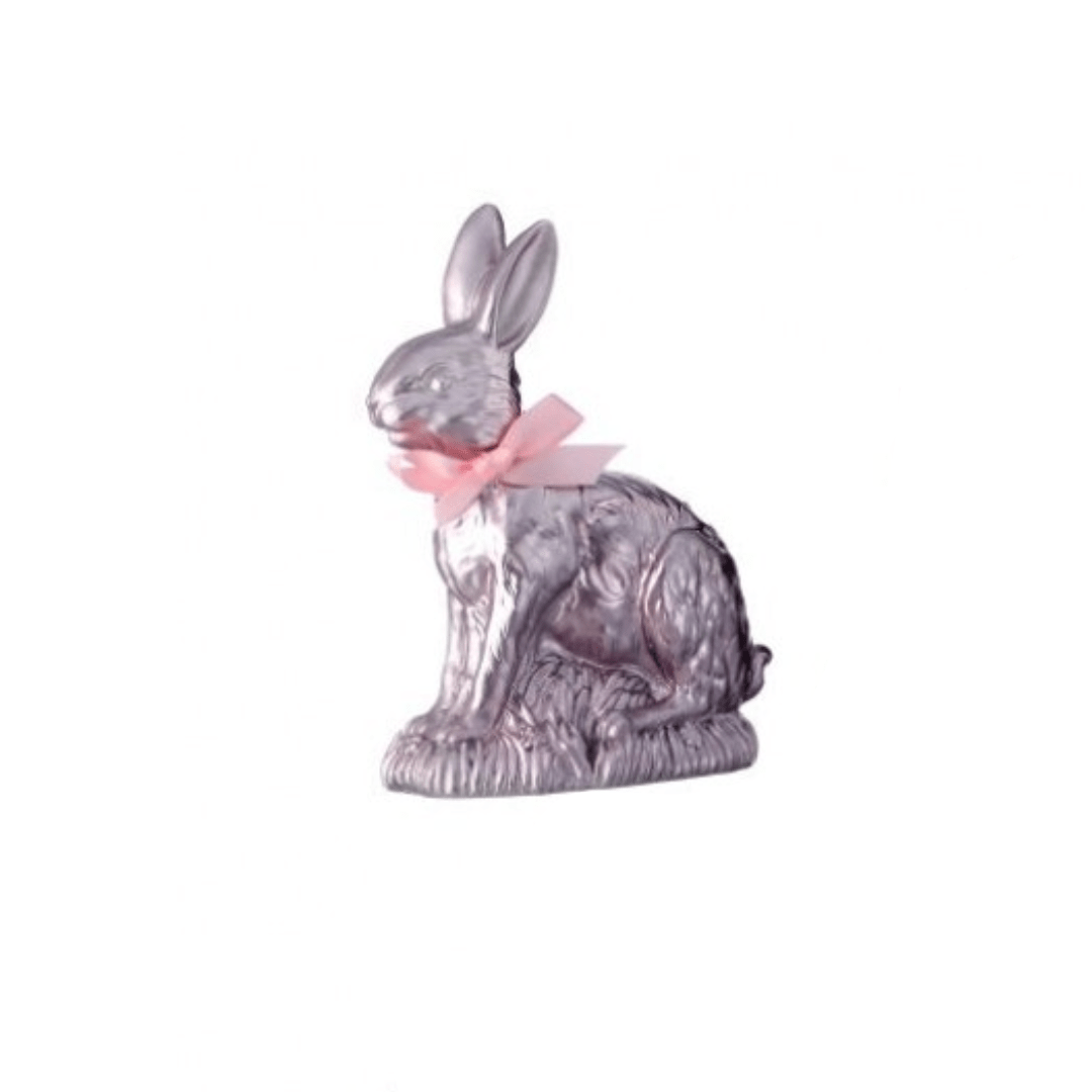 Pink Resin Foil Chocolate Bunny - Perch