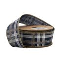 Plaid Printed Wired Ribbon - Perch