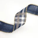 Plaid Printed Wired Ribbon - Perch