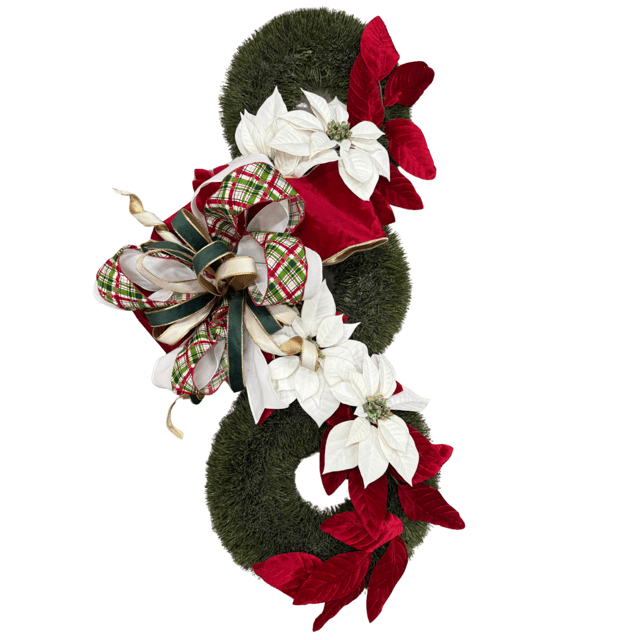 Poinsettia + Plaid Triple Wreath - Perch