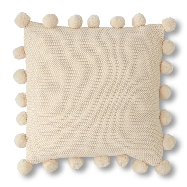Pompom Knit Pillow Cream - Perch