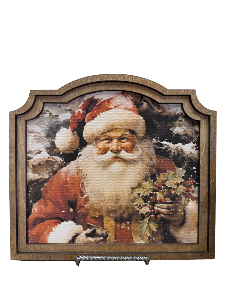 Provincial Santa with Holly Framed Art - Perch